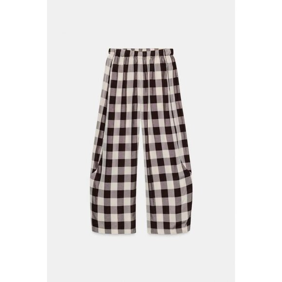 ZARA ZW COLLECTION GINGHAM CHECK TROUSERS - Picture 7 of 9